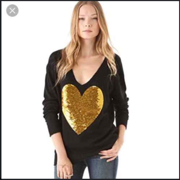 Wildfox White Label Black With Gold Sequins Sweater. - Picture 9 of 13